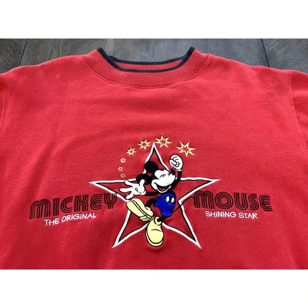 Vtg Mickey & Co Disney Embroidered Shining Star Crewneck Sweatshirt Medium M - Picture 4 of 9